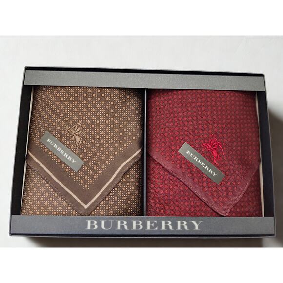 Burberry Handkerchief Gift Set NIB – Brown & Deep Red - Picture 1 of 4